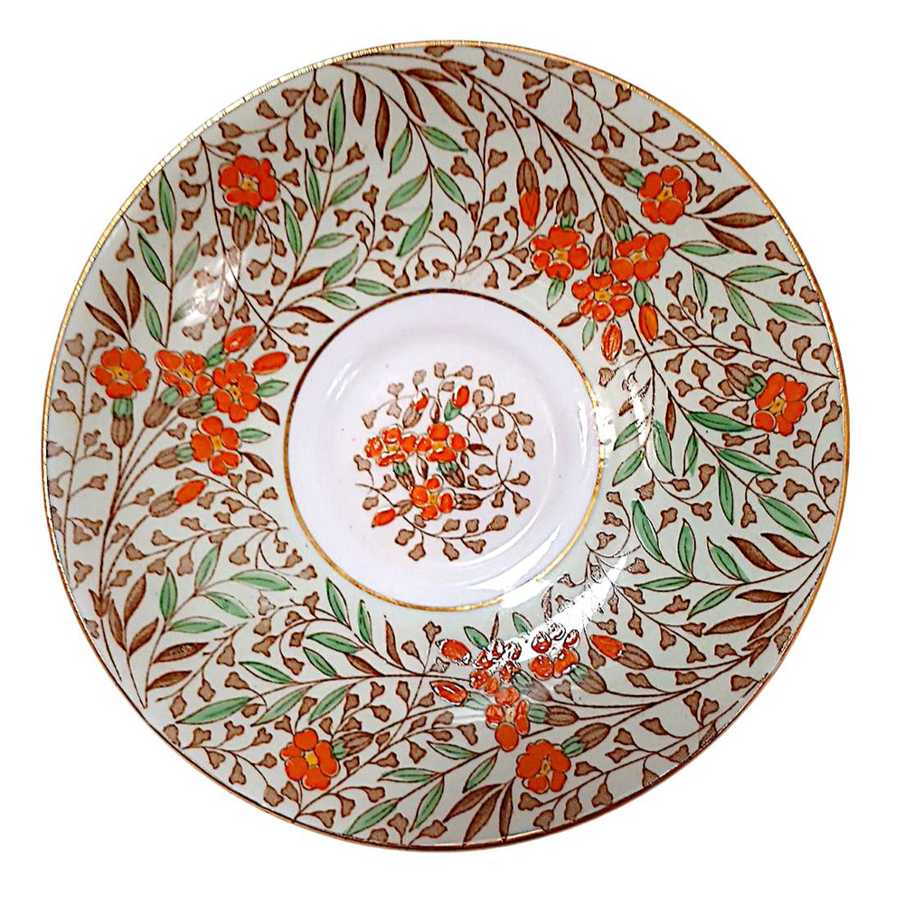 Rare Rosina Saucer Bone China Floral Orange Raised Poppies England Replacement